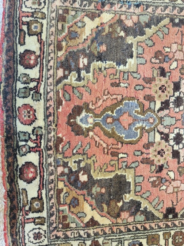 Antique Oriental Hand-Knotted Wool Runner Red/Ivory/Blue/Green 2'9" x 13'8" gallery