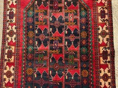 5×10 ANTIQUE ORIENTAL RUG handwoven VINTAGE handmade wool red navy pink fine old