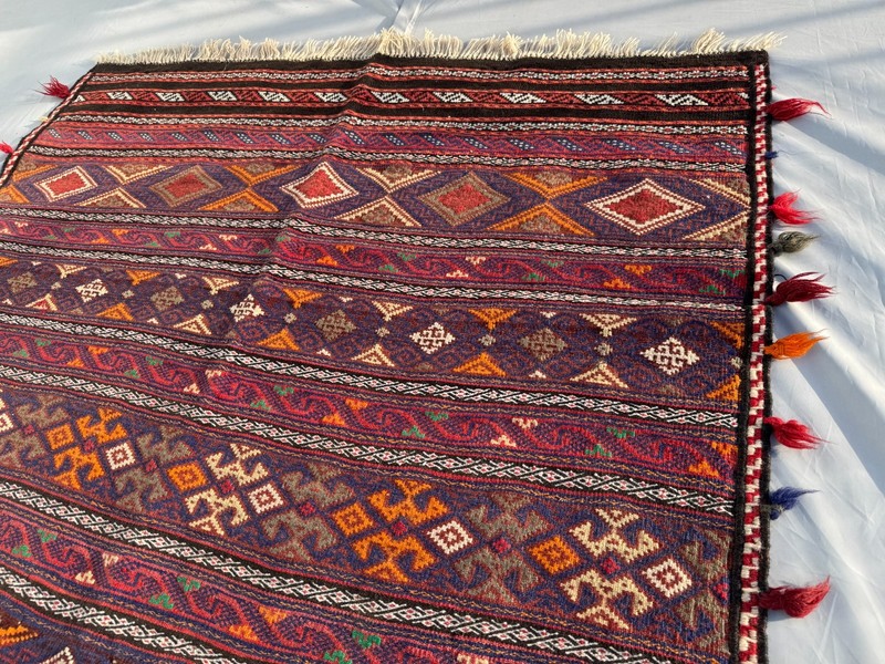 4x7 Afghan Handwoven Vintage Wool Kilim Rug Tribal Turkmen Geometric Area Carpet gallery