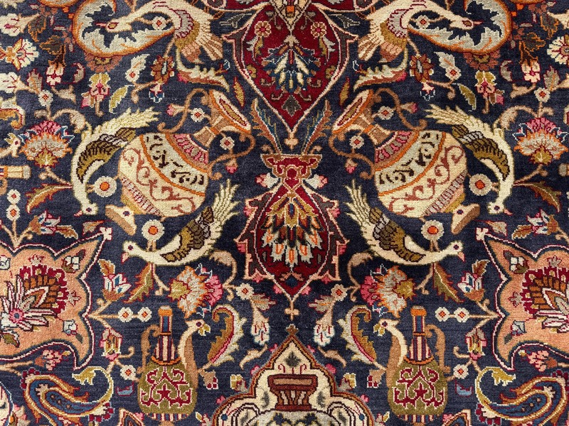 BLUE ANTIQUE RUG 9x12 HANDMADE vintage oriental signed real fine handwoven 10x13 gallery