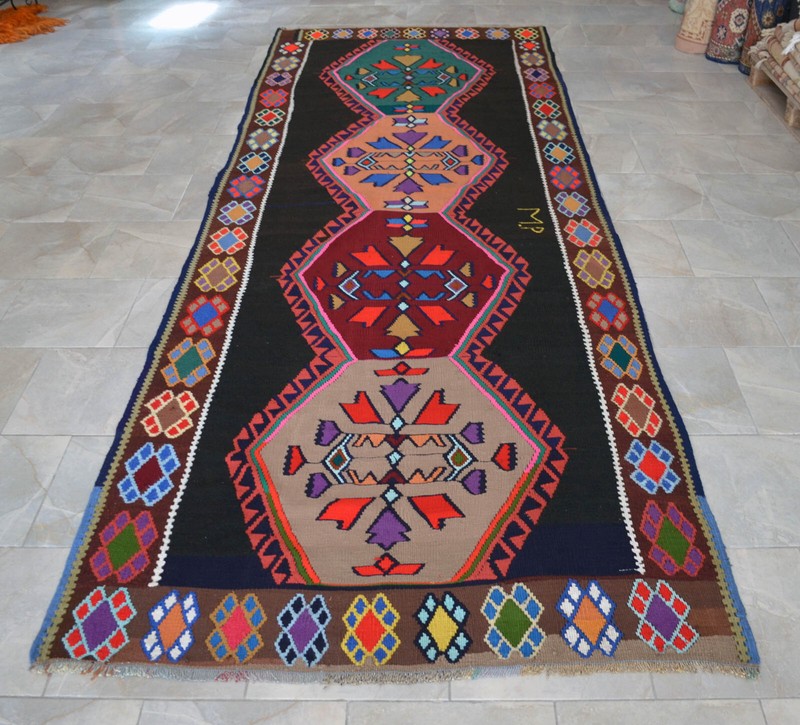 Turkish Kilim Rug, Hand Woven Rug, Wool Vintage Rug, Large Runner Rug, 5 x 14 ft gallery