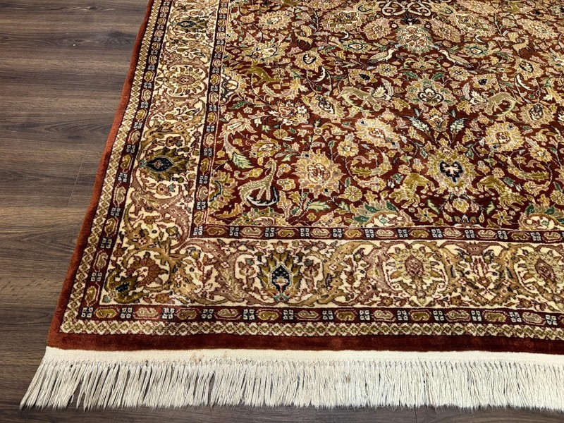 Tree of Life Indian Kashmiri Rug 6x9 Rust Red Cream Animal Pictorials 290 KPSI gallery