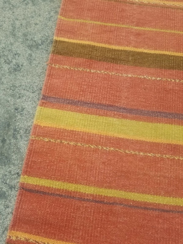 Vintage Handmade Oriental Striped Wool Multicolor Kilim Runner 6.8x1.2 ft gallery