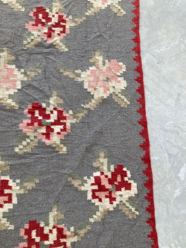 Vintage Traditional Handmade Bessarabian Romanian Wool Kilim Floor Rug 245x74 cm gallery