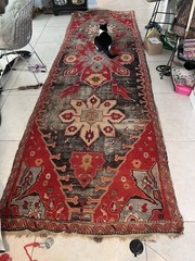 Antique Caucasion Lampa Karabagh Rug Runner 12’ X 3′ 9” Wool Doves Early 20th