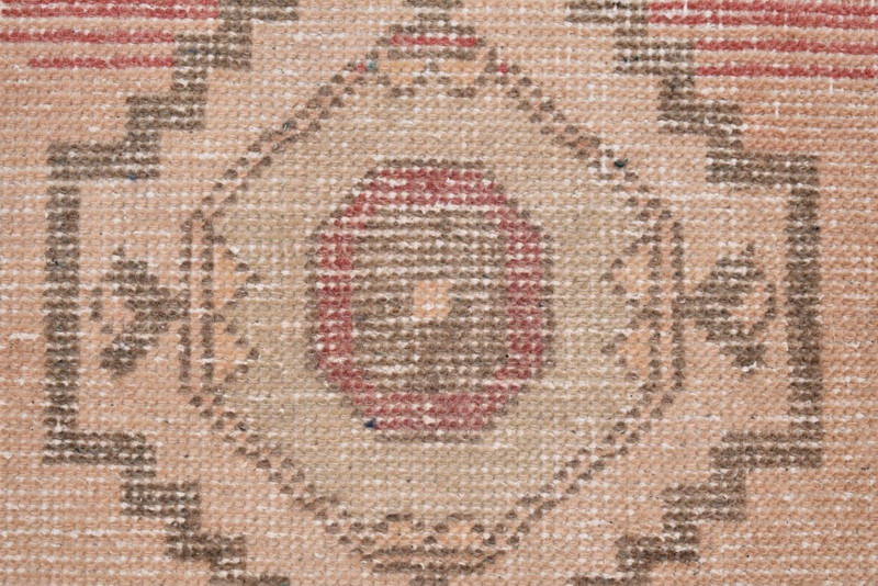 Turkish Rug 18'' x 33'' Vintage Hand-knotted Oushak Rug Muted Dye Small Wool Rug gallery