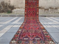 3×11 Heriz Persian Patterned runner rug 2.92 x 10.66 ft Vintage rug 89 x 325 cm