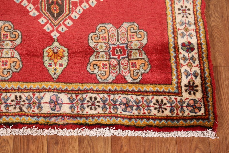 Red/ Ivory Geometric Wool Tribal Rug 3x4 ft Handmade for Foyer gallery