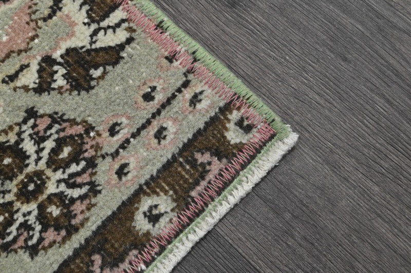 Vintage Turkish Runner Rug 2x7ft Wool Anatolian Handmade Hallway Oushak BEIGE gallery