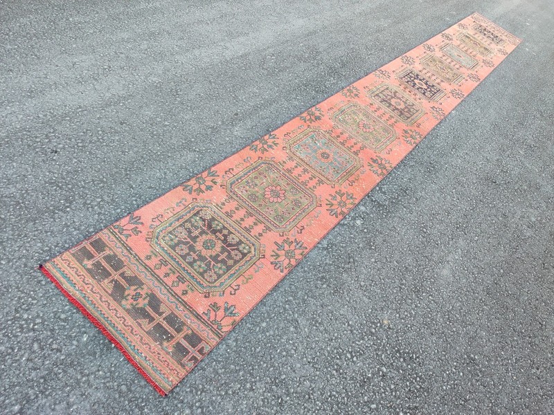 16 ft extra long runner rug Hallway, Long runner Turkish Oushak vintage 2x16 gallery
