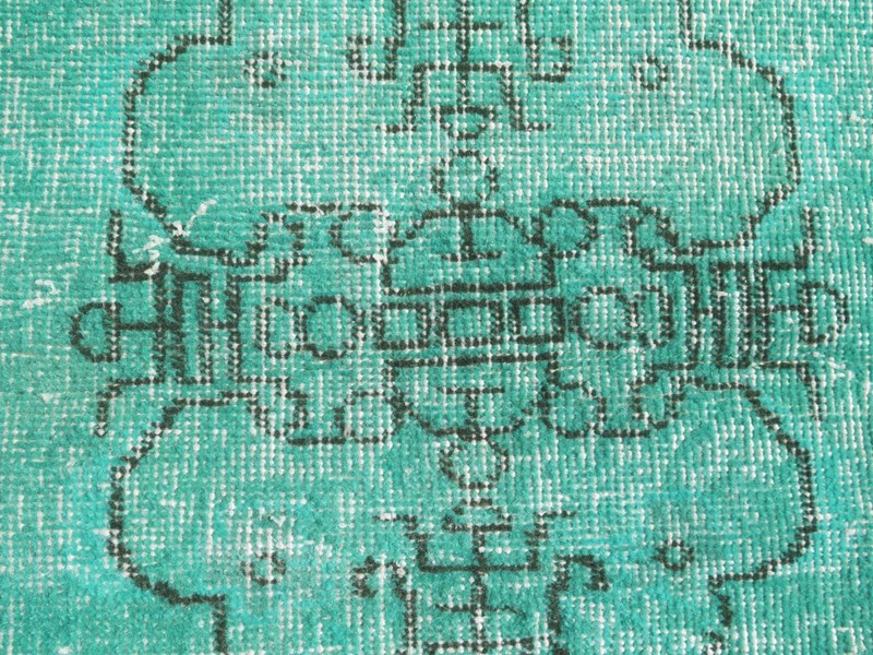 Turkish Turquoise Overdyed Rug, Vintage Wool Carpet, Handwoven Floor Rug 49"X79" gallery