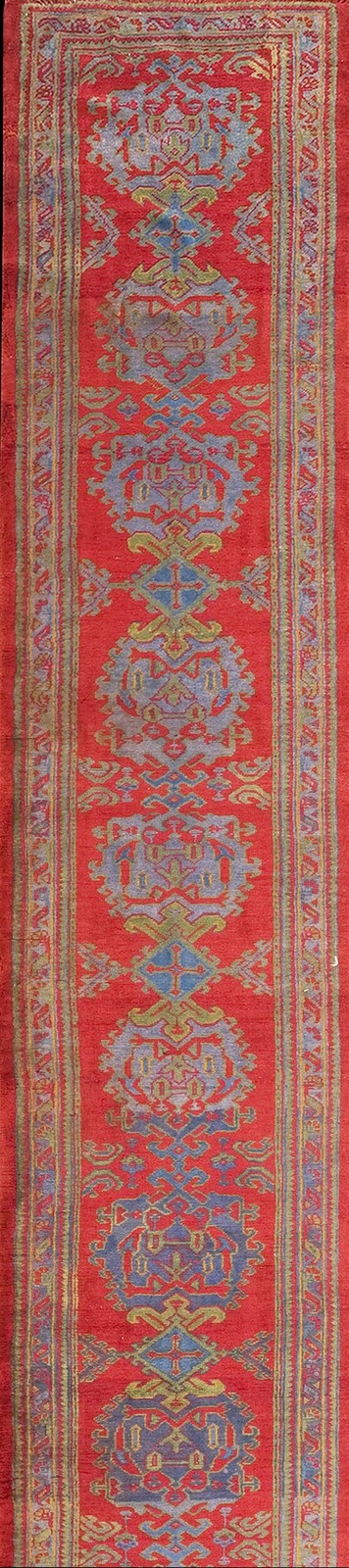 3'x34' Antique Large Scale Tribal Arts and Crafts Design Red Turkish Oushak gallery