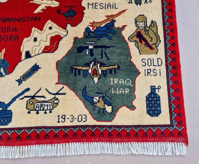 A Beautifully Handmade Afghan war Rug Rare Design Great Quality 133X 80 Cm gallery