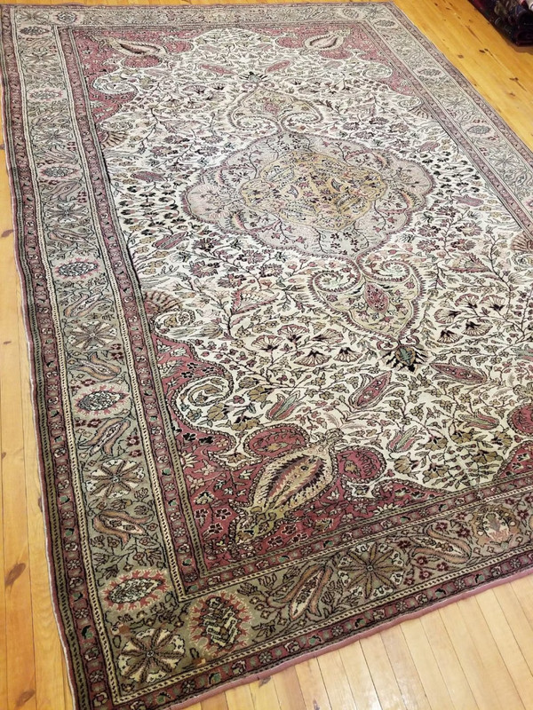 Beautiful Cr1920-1939s Antique Wool Pile Multi-Color Hereke Rug 7’x 9’8” gallery