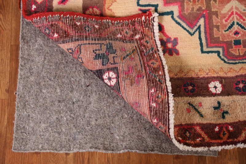 Vintage Peach Wool Hand-knotted Geometric Meshkin Hallway Runner Rug 4x11 Carpet gallery