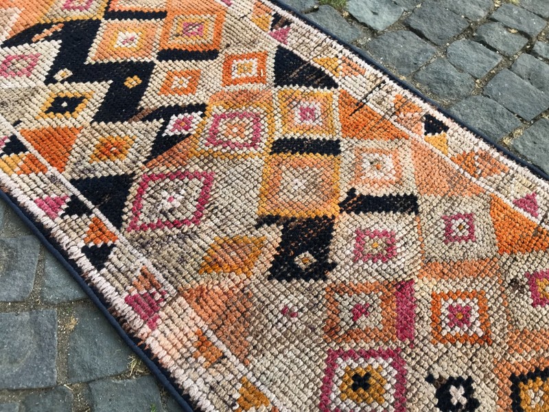 Turkish Vintage Rug Handmade Wool Rug Bohemian Runner Rug Home Rug2,2 x 11, ft gallery
