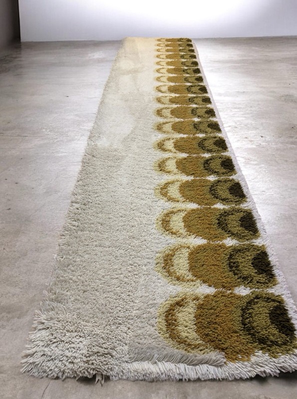 Vintage 1970’s Danish Scandinavian Wool Rya Shag Rug Runner 129”x27” Hallway gallery