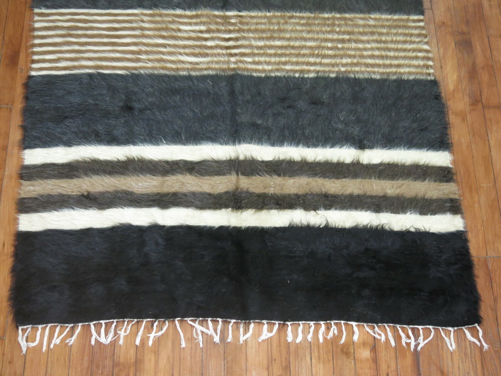 Vintage Striped Turkish Siirt Angora Kilim Blanket Rug Size 4'2''x6' gallery