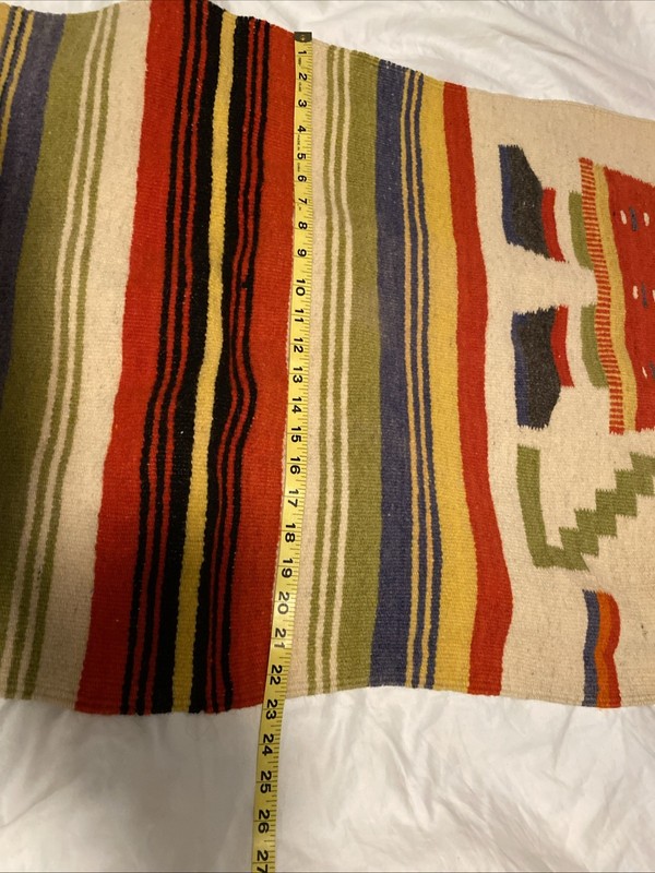 Vintage 72”X23” Inca Aztec Mayan Runner Rug Wall Hanging 100% Wool. (Read) gallery