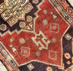 3’1″x6’2″ HAND-KNOTTED ANTIQUE c.1900 CAUCASIAN SERAPI TRIBAL WOOL MUTED RUG
