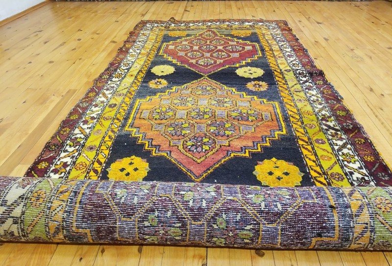 Rare 1930-1939s Antique Wool Pile 3'8×10'6'' Natural Dye High Karabahk Region gallery