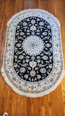 Per’sian Nain Rug 3×5 Navy Blue Ivory Fine True 289 KPSI Wool & Silk