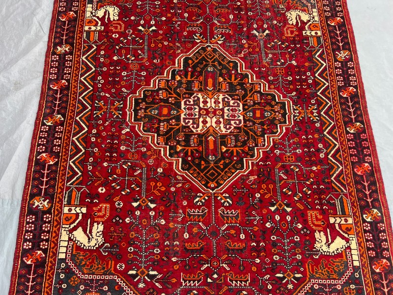 Vintage Caucasian Medallion Rug 4'9x7'10 Red Hand Knotted Turkish Style Area Rug gallery