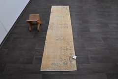 Vintage Turkish Runner Rug 2x7ft Wool Anatolian Handmade Hallway Oushak ORANGE