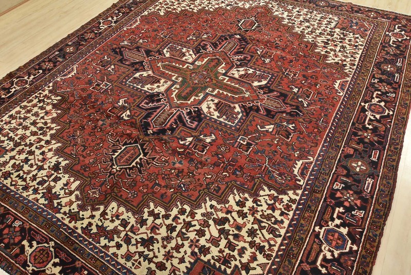 Vintage Tribal Rug 8’6” x 10’3” Red Wool Hand-Knotted Oriental Carpet gallery