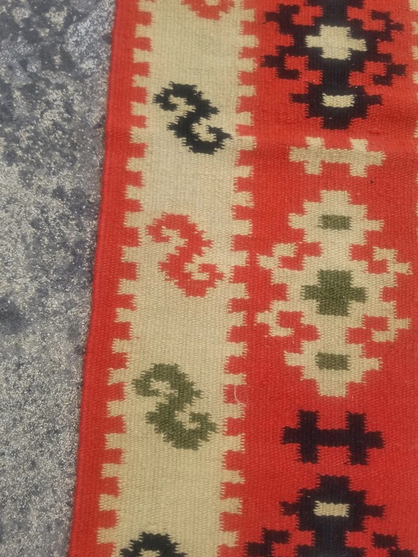 Fine Vintage Traditional Handmade Turkish Wool Multicolor Kilim 3.9x1.3 ft gallery