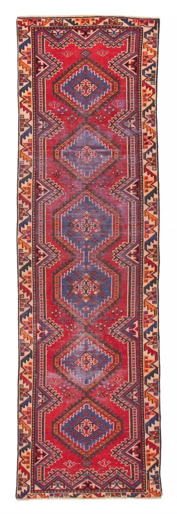 3'2" x 9'10" Vintage Hand-knotted Runner Rug Traditional Oriental Wool Carpet