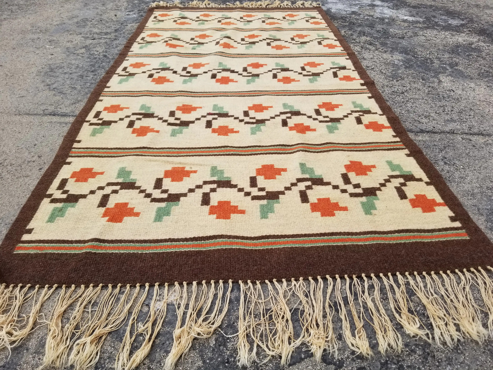 Fine Vintage Traditional Handmade Scandinavian Wool Multicolor Kilim 4.6x2.3 ft gallery