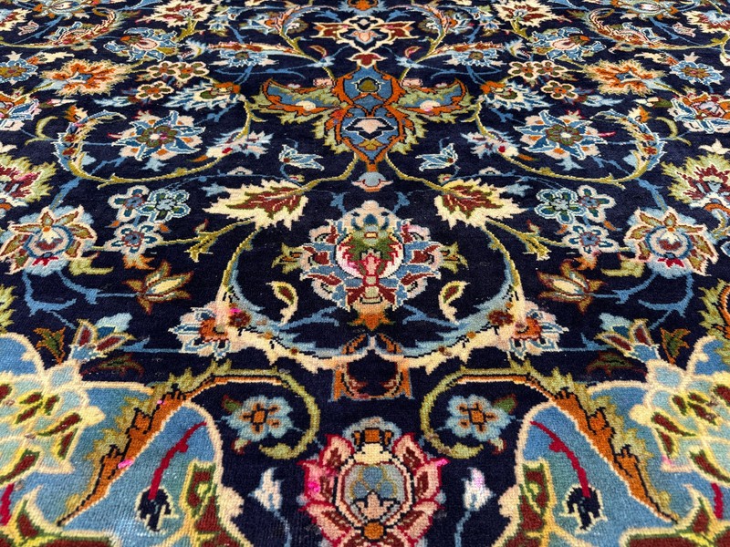 BLUE VINTAGE RUG 9x14 HAND-KNOTTED ORIENTAL ANTIQUE colorful real handmade 10x14 gallery