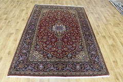 Fine Signed Keshan Oriental Rug Kurk Wool Floral Carpet 220 x 140 CM (7’3” x 4’7