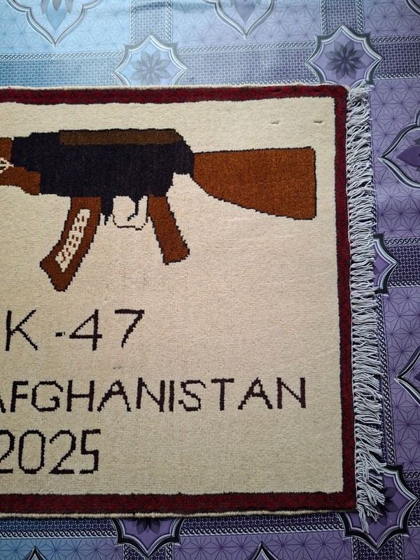 M128 Vintage Afghan War Rug 9/11 Handmade Wool Pictorial Tribal Rug 77 ×60 Cm gallery