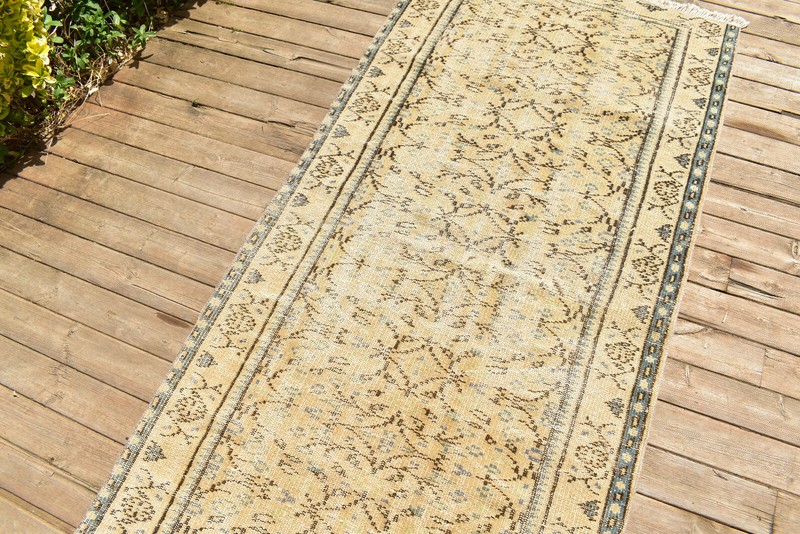 Turkish Rug 36''x78'' Oushak Tribal Rug Runner Vintage Hallway Yellow 3x6 Rug gallery