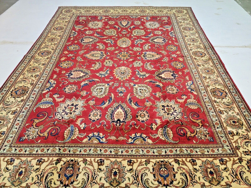 Antique Oriental Hand-Knotted Wool Area Rug Red/Beige 9'6" x 13' gallery