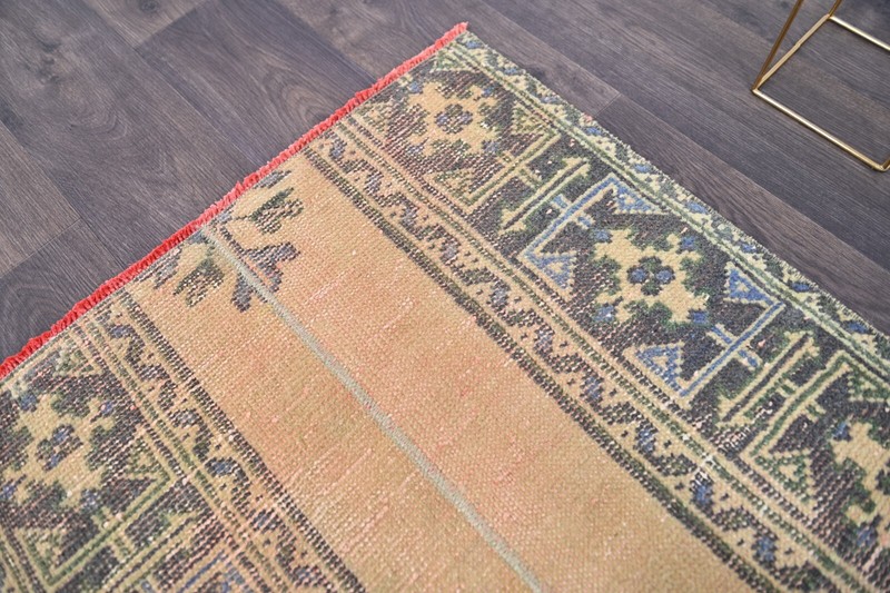 Vintage Turkish Runner Rug 2x10ft Wool Anatolian Handmade Hallway Oushak BEIGE gallery