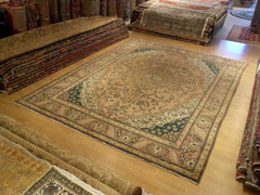 9.6 x 12.8 ft VINTAGE HAND KNOTTED Antique 1930s Tabrez OUSHAK VEG DYED Wool RUG
