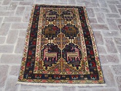 3 x 4’6 Handmade afghan tribal baluchi pictorial wool area rug, 3×5 animal rug