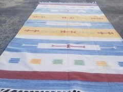 Vintage Traditional Handmade Turkish Style Geometric Wool Kilim Rug 180×113 cm