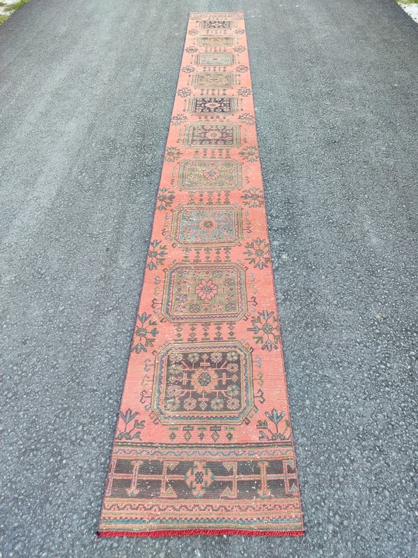 16 ft extra long runner rug Hallway, Long runner Turkish Oushak vintage 2x16 gallery