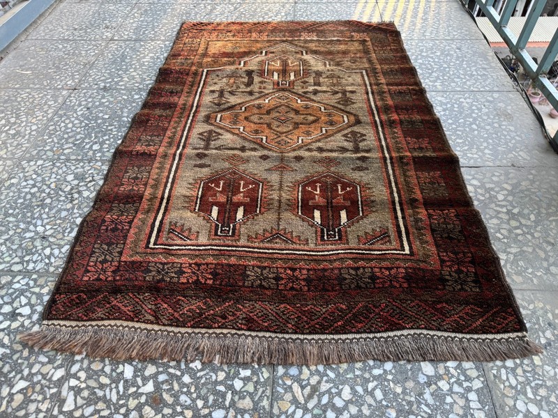 3x4 Ft Afghan Hand Knotted Vintage Wool Area Rug Tribal Baluchi Oriental Carpet gallery