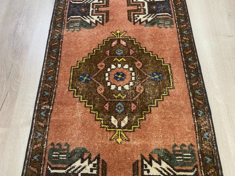 Vintage Handwoven Turkish Rug 1.7x3.5 Ft Wool Village Folk Art Accent Carpet gallery