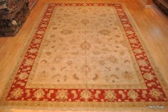 10 X 14 TOP QUALITY HANDMADE AGRA DESIGN ORIENTAL RUG BEIGE ORANGE RED, GOLD