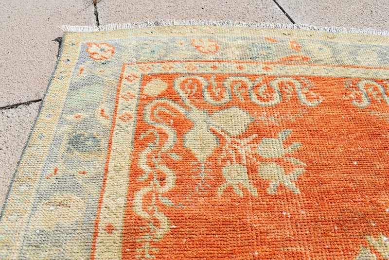 Turkish Rug 3'2'' x 4'7'' ft Vintage Kilim Anatolian Hand Knotted Oushak Rug gallery