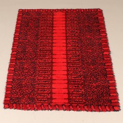 1970s Large Scandi Rug – Medium-pile – red abstract – 180cm x 141cm