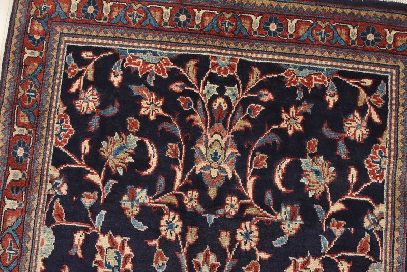 Vintage Oriental Runner 3’7” x 9’11” Blue Wool Hand-Knotted Oriental Rug gallery
