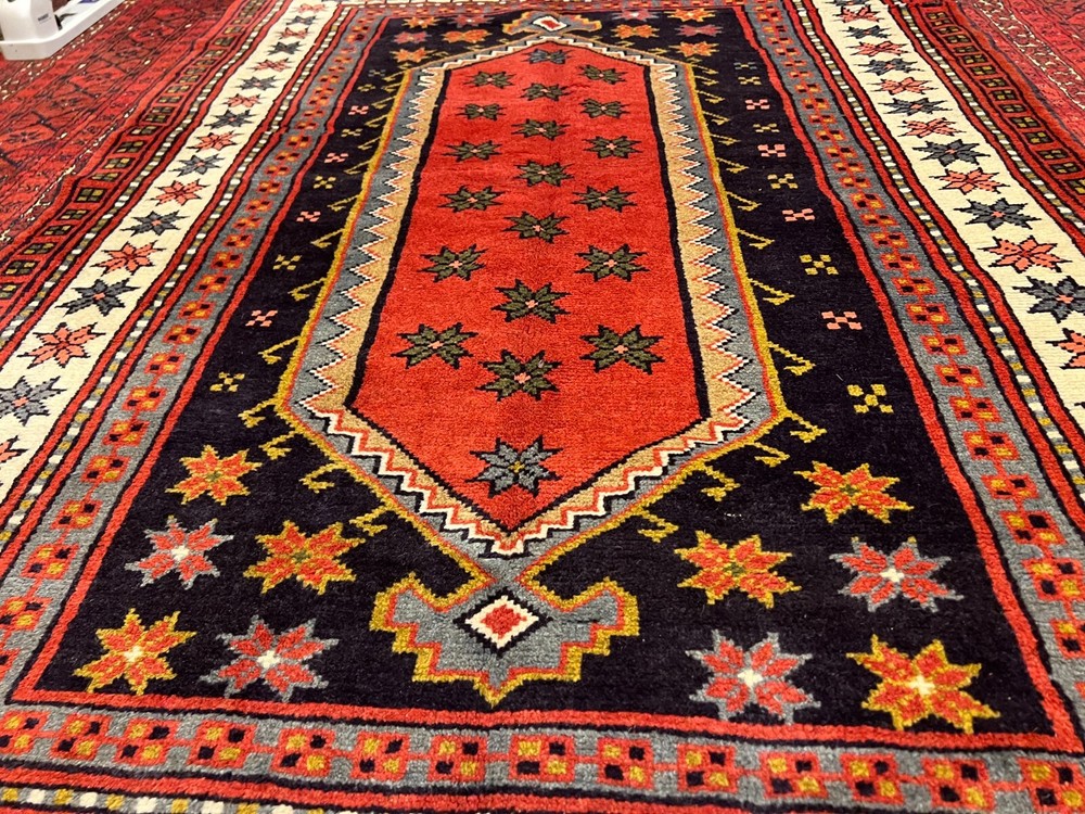 COLLECTORS' ITEM Antique Star Kazak Tribal Natural Vegetable DyeCarpet