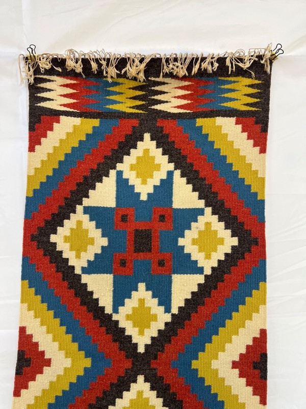 Vintage Swedish Rölakan Rug Wool Runner Star Diamond Tapestry Wall Hanging MCM gallery
